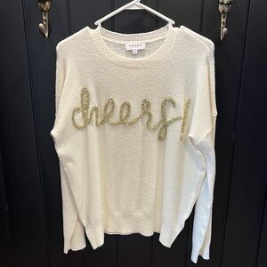 Gilli Cream Sweater with Gold Script